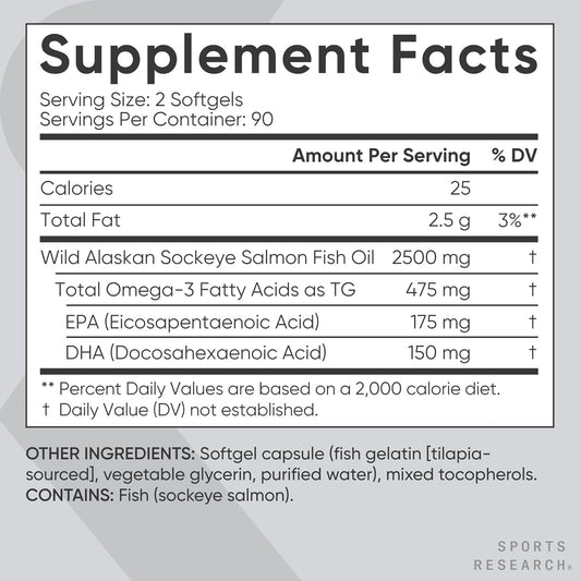 Aceite de salmón 2500 mg Sports Research con EPA y DHA