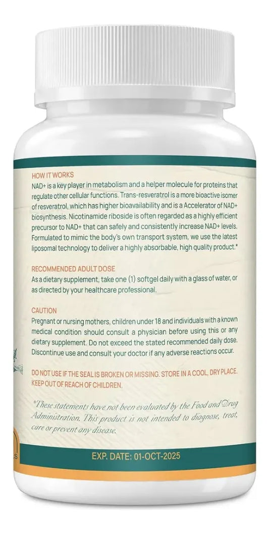 nad 800 mg liposomal pack 2 apoyo energético celular