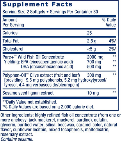 Aceite de pescado silvestre 2000 mg pure+ omega 3