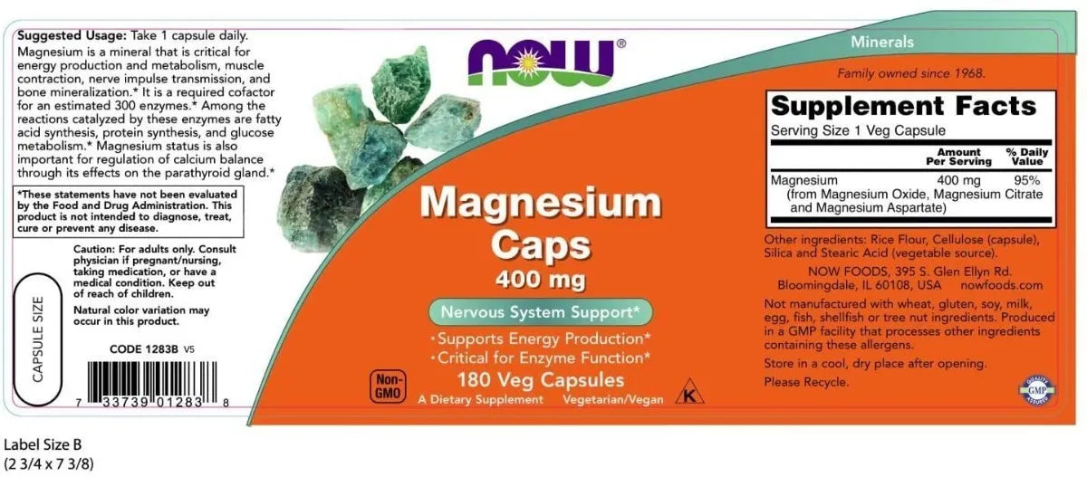 Magnesio 400 mg cápsulas soporte muscular y nervioso