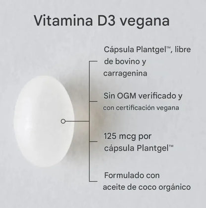 Vitamina D3 Vegana 5000 UI – Sport Research | 60 Cápsulas