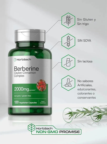 berberina 1200 mg 120 cápsulas veganas pack 2 metabolismo