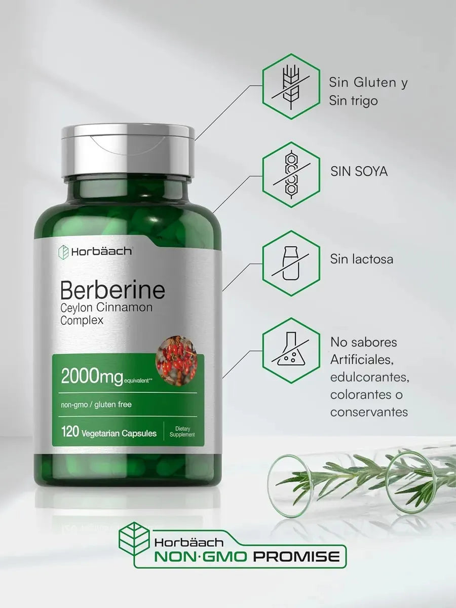 Berberina 1200 mg 120 cápsulas veganas pack 3 metabolismo