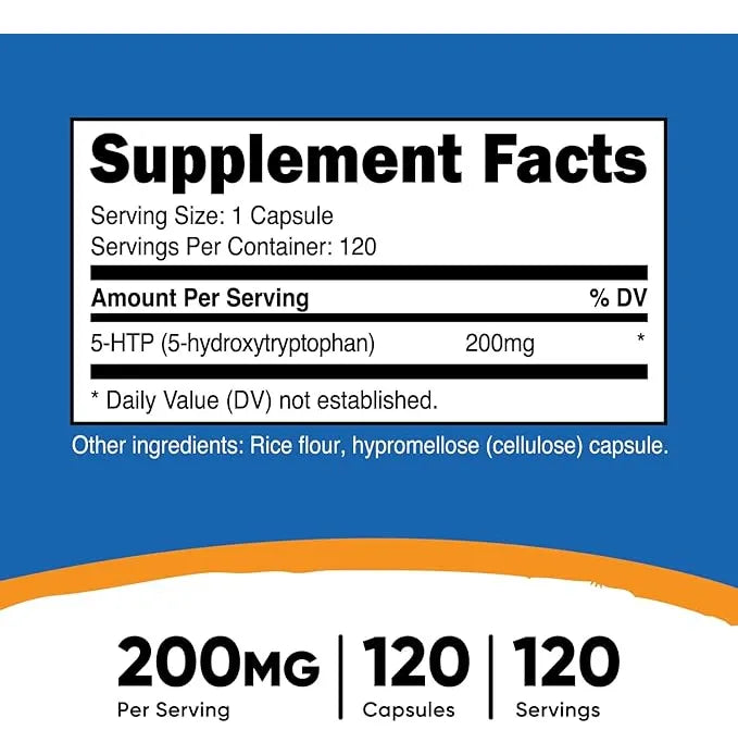 5-HTP 200 mg – Nutricost | 120 cápsulas vegetarianas