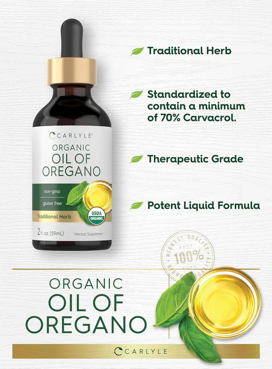 Aceite de orégano orgánico líquido gotas apoyo inmune