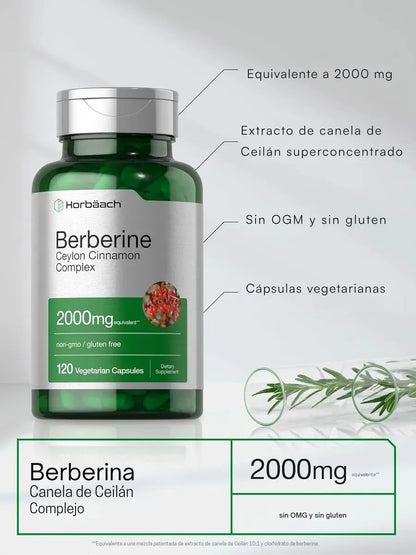 berberina 1200 mg 120 cápsulas veganas pack 2 metabolismo