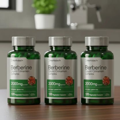 Berberina 1200 mg 120 cápsulas veganas pack 3 metabolismo