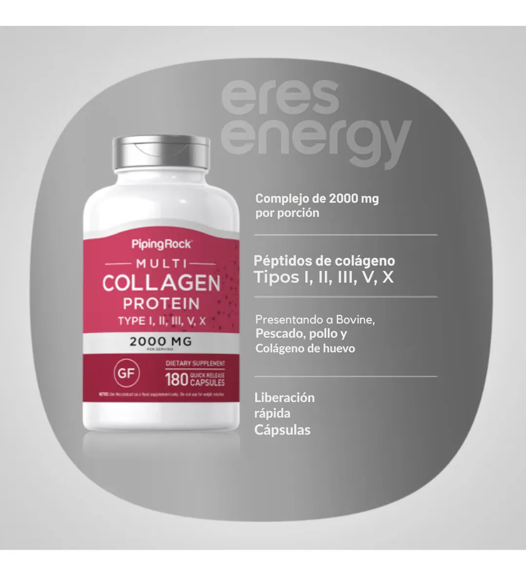 Multi colágeno 2000 mg 180 cápsulas soporte piel articulaciones