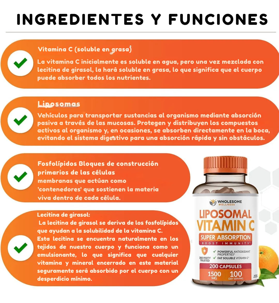 Vitamina C 1000 mg – Wholesome | 180 Cápsulas