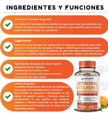 Vitamina C 1000 mg – Wholesome | 180 Cápsulas