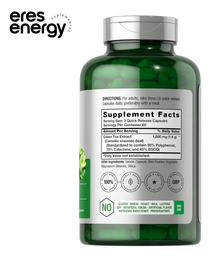 Extracto de Té Verde 1800 mg – Horbäach | 180 Cápsulas