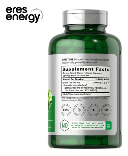 Extracto de Té Verde 1800 mg – Horbäach | 180 Cápsulas