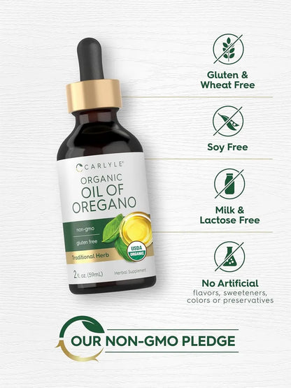 Aceite de orégano orgánico líquido gotas apoyo inmune