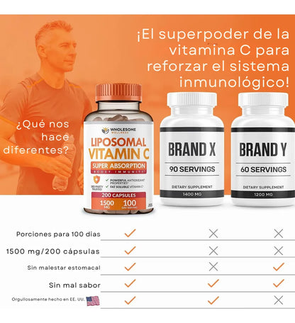Vitamina C 1000 mg – Wholesome | 180 Cápsulas