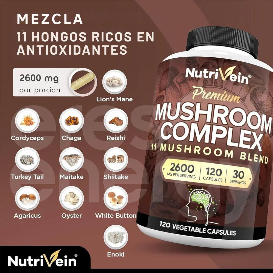 Nutrivein Complejo de Hongos Premium 2600 mg