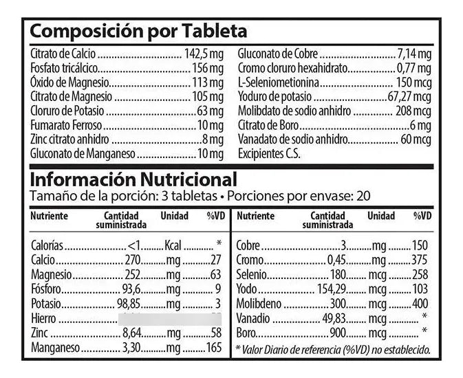 MultiEssens Minerales – 60 Cápsulas Sin Sabor