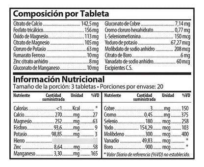 MultiEssens Minerales – 60 Cápsulas Sin Sabor