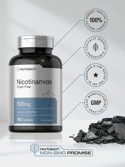 Nicotinamida 500 mg 120 cápsulas apoyo energético celular