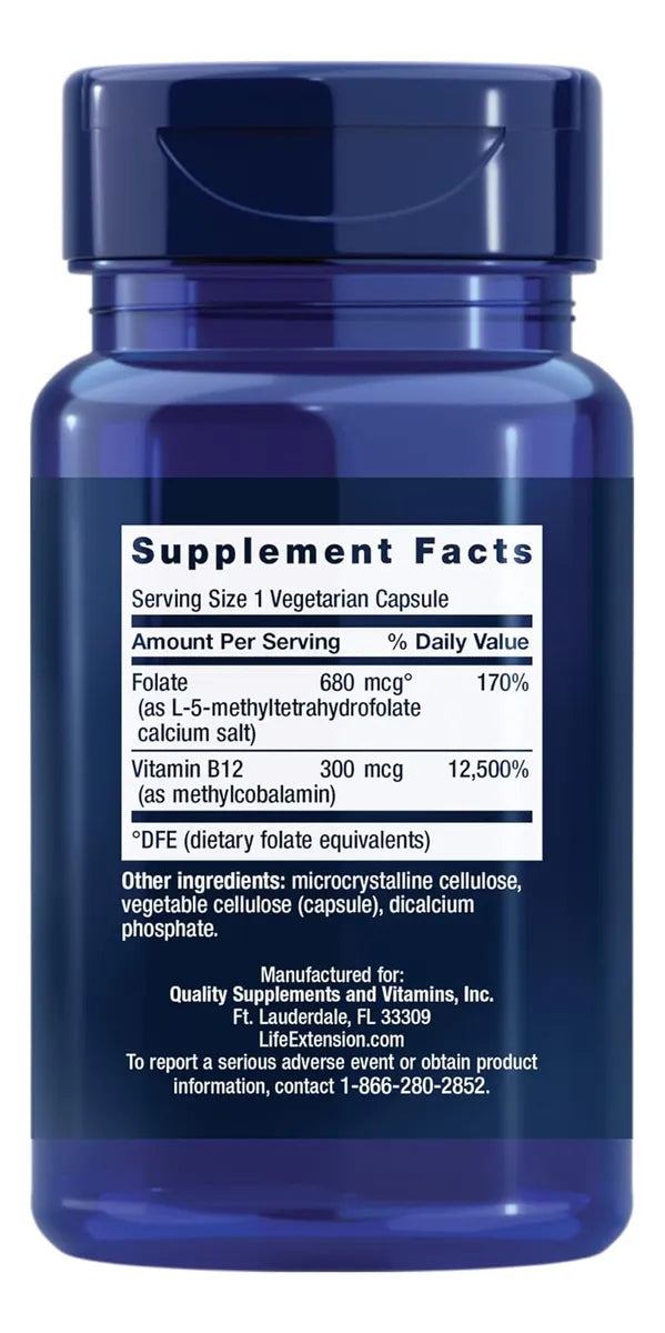 Folato 800 mcg + Vitamina B12 – Life Extension