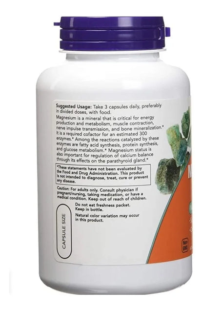 NOW Magnesium Citrate, 400 mg – 120 Cápsulas Vegetales