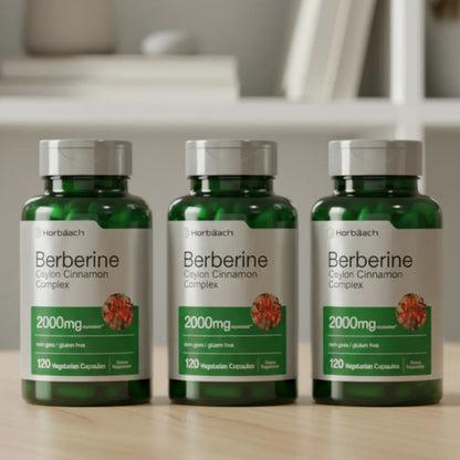 Berberina 1200 mg 120 cápsulas veganas pack 3 metabolismo