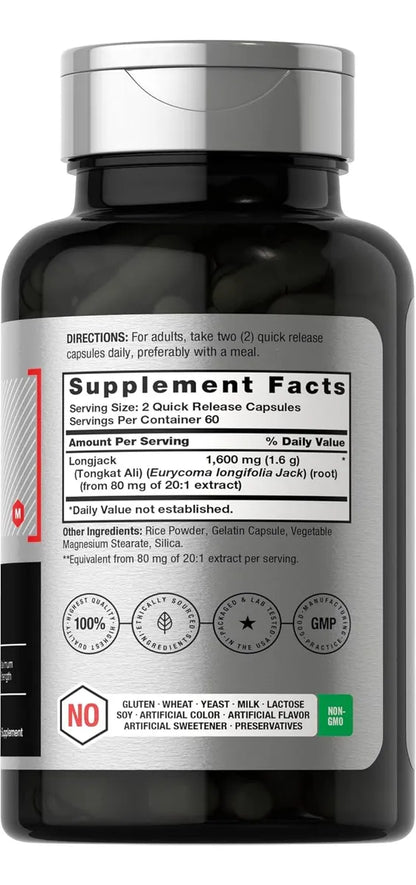 tongkat ali longjack 1600 mg cápsulas apoyo vitalidad