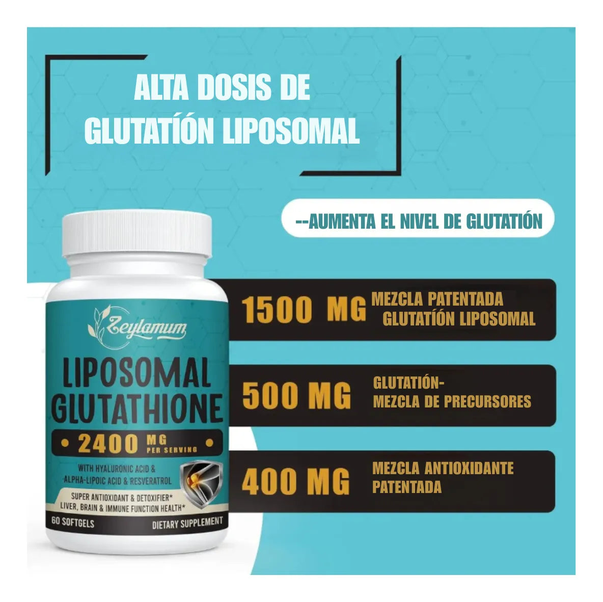 Glutatión Liposomal con Ácido Hialurónico y Resveratrol