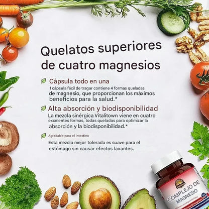 Complejo de Magnesio de Vitalitown – 120 cápsulas vegetales