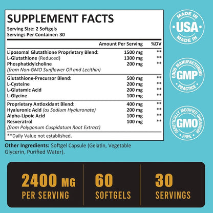 Glutatión Liposomal con Ácido Hialurónico y Resveratrol