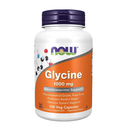 Glicina NOW 1000mg 100 cápsulas Veganas