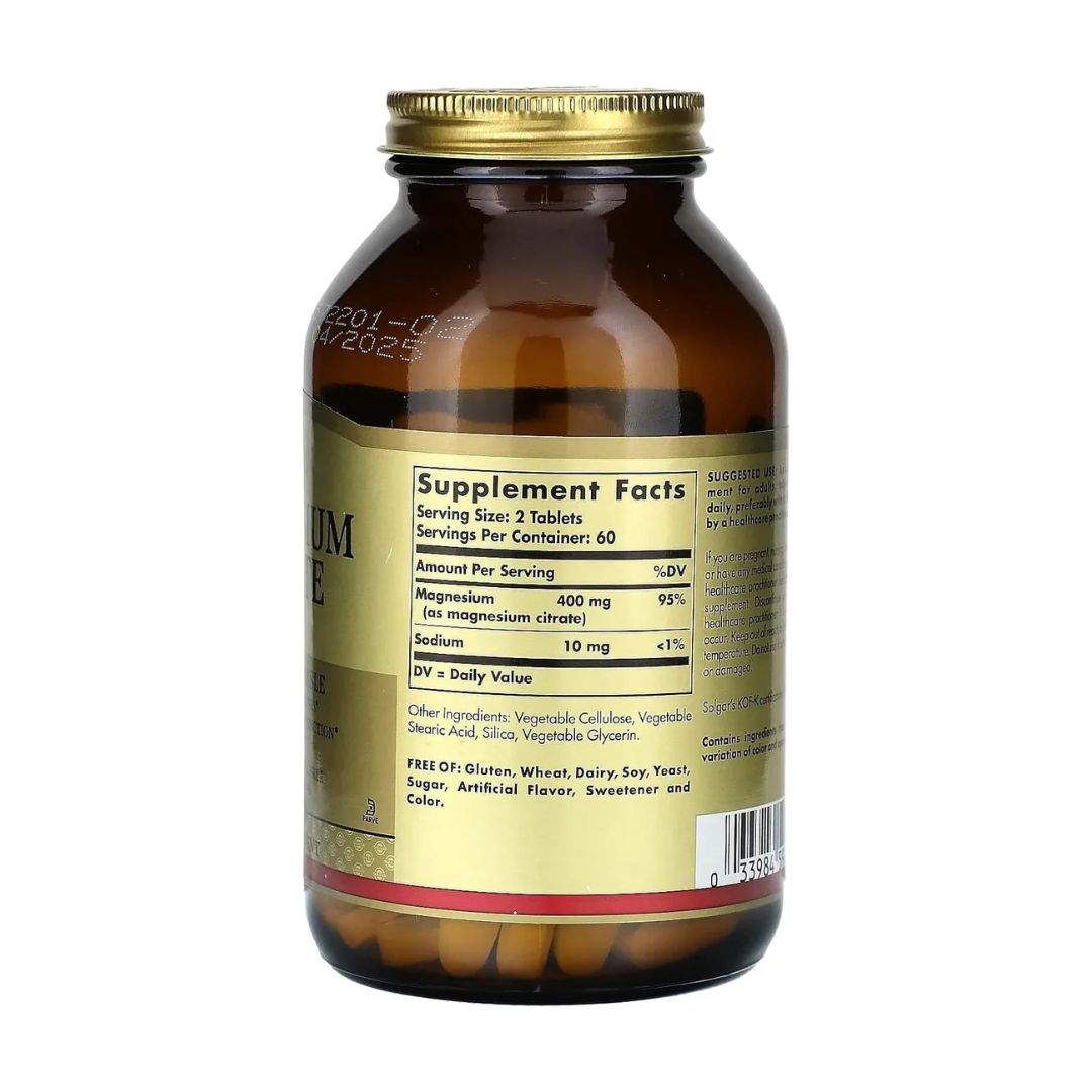 Citrato de Magnesio Solgar – 120 tabletas