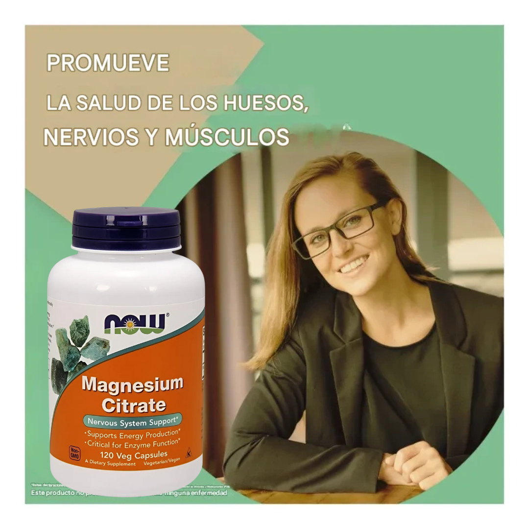 NOW Magnesium Citrate, 400 mg – 120 Cápsulas Vegetales