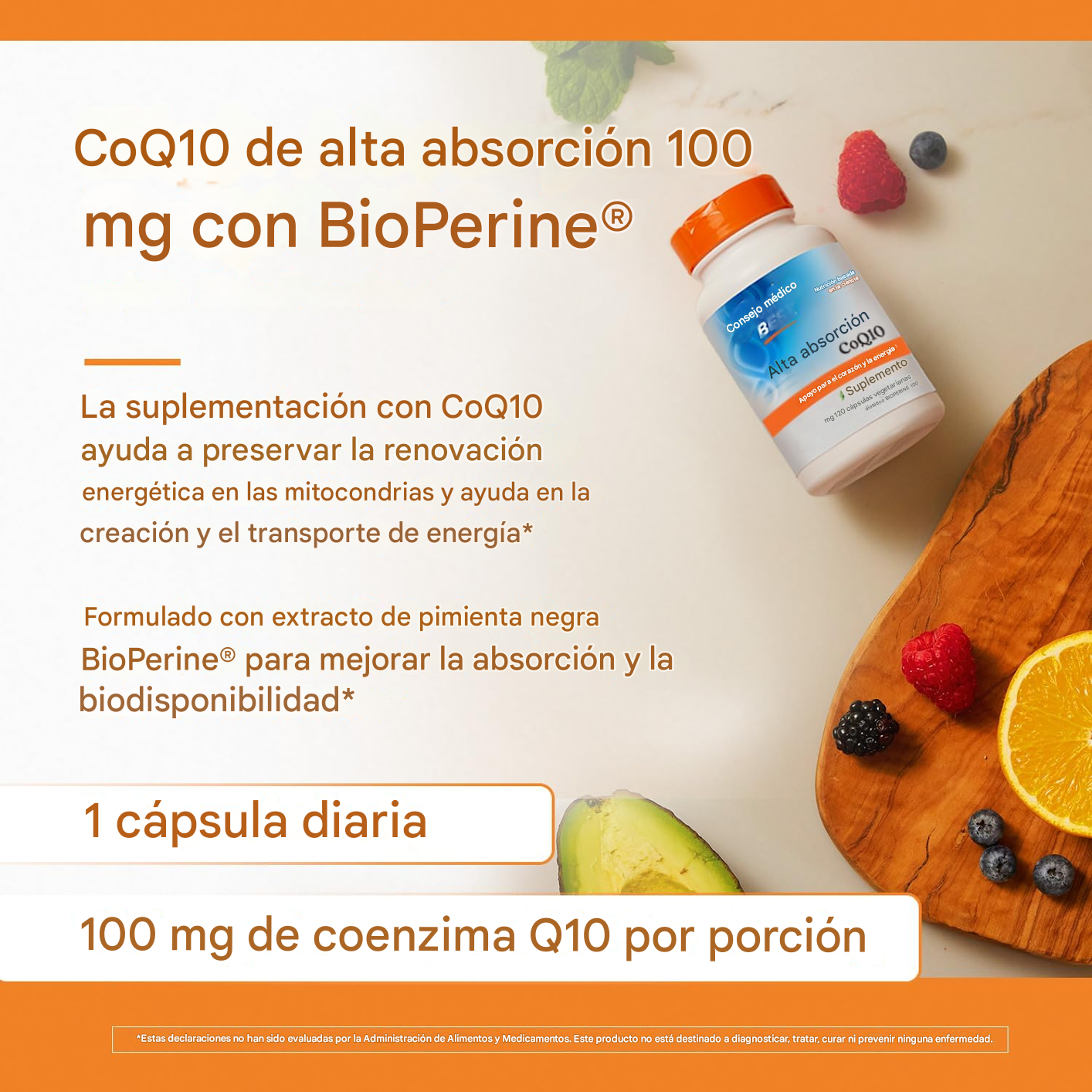 coq10 alta absorción 120 cápsulas veganas apoyo energético