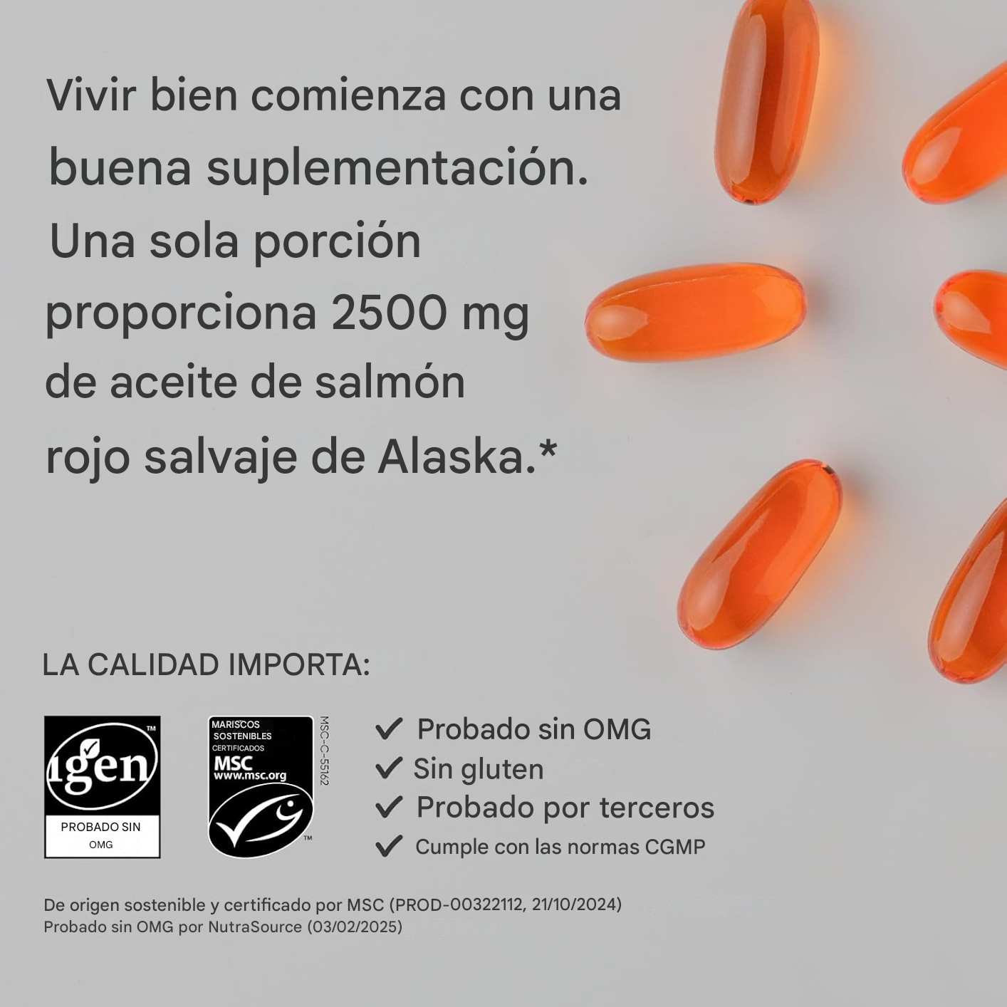 Aceite de salmón 2500 mg Sports Research con EPA y DHA